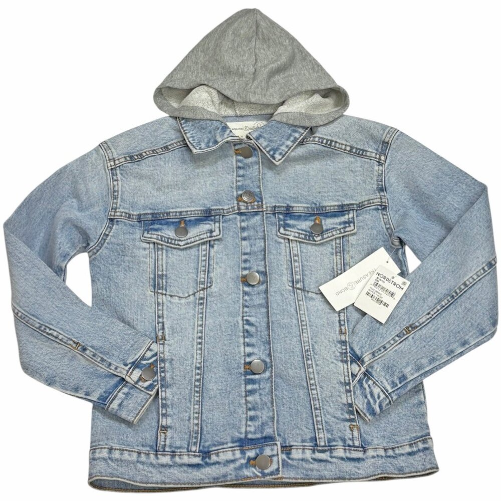 Nordstroms Treasure & Bond Cotton Hooded‎ River Wash  Denim Jacket